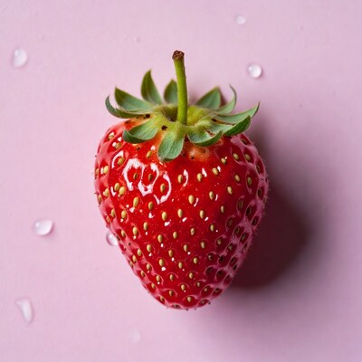 Fresh strawberry with water droplets