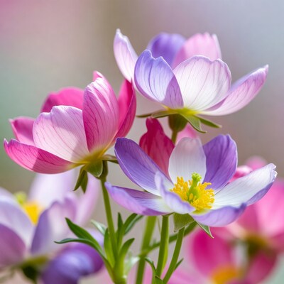 Pink and Purple Anemone Flowers