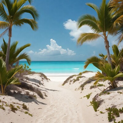 Palm Fringed Path to Turquoise Beach