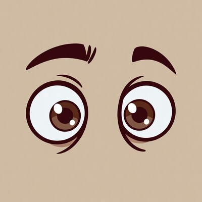 Cartoon surprised wide eyes