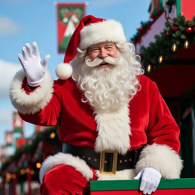Smiling Santa Claus waving hello