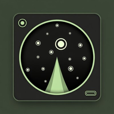 Radar screen with glowing dots