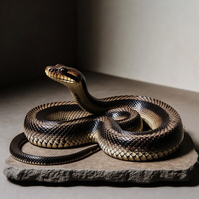 Garter Snake on Stone