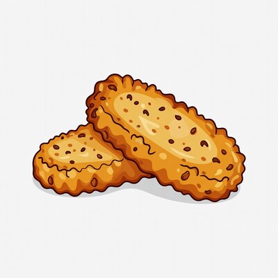 Two golden brown cookies
