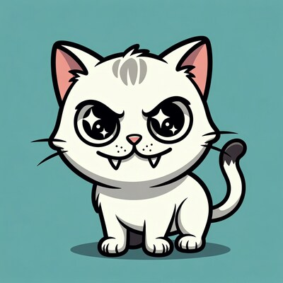 Cute cartoon white cat