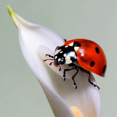 Ladybug on white flower