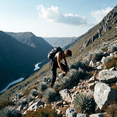 Hiker on Rocky Mountain Trail