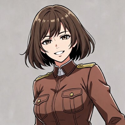 Anime woman in military uniform