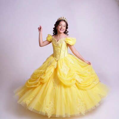 Girl in yellow princess dress