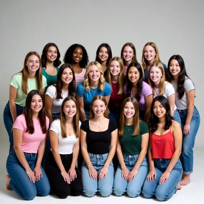 Group of young women posing together