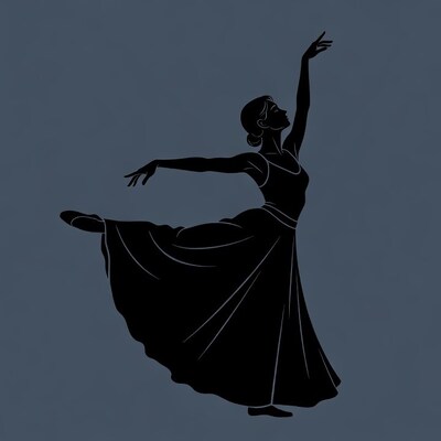Ballerina silhouette in flowing dress