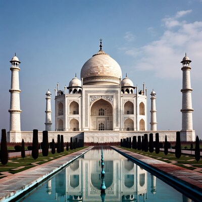 Taj Mahal with reflecting pool