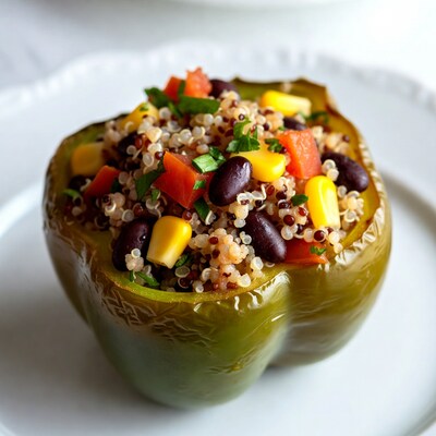 Stuffed green bell pepper with quinoa