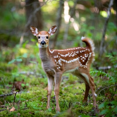 Young deer standing in forest