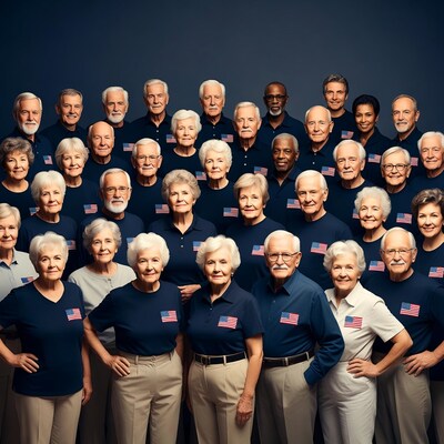 Group of seniors wearing American flag shirts
