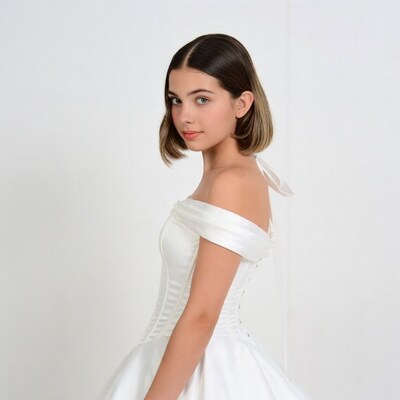 Young woman in white dress