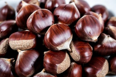 Fresh chestnuts close up