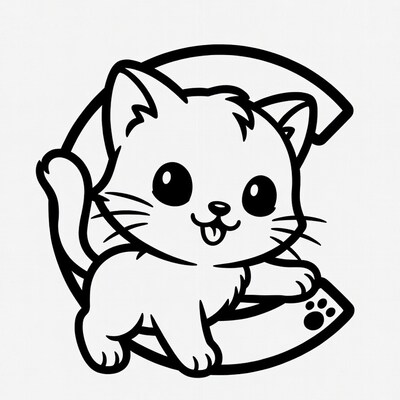 Cute kitten playing with phone