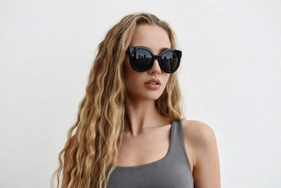 Blonde woman wearing sunglasses