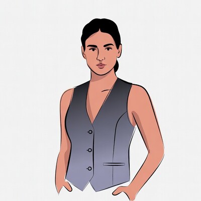 Woman in gray vest