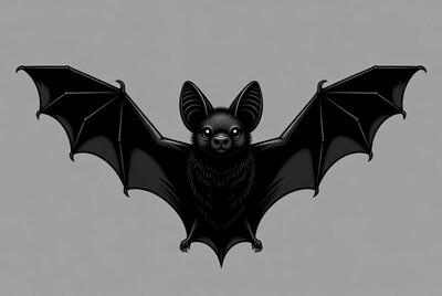 Black bat with spread wings