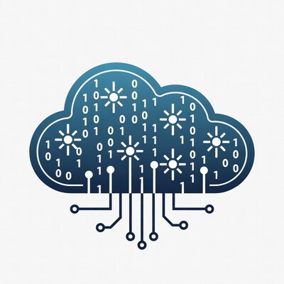 Cloud with binary code and circuits