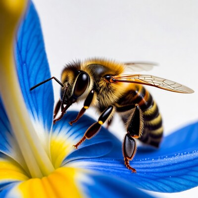 Honeybee on Blue Flower