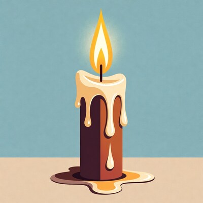 Lit candle with melting wax