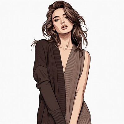 Woman in brown cardigan