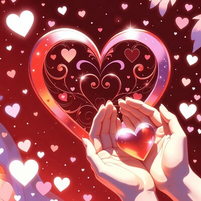 Hands Holding Glowing Heart