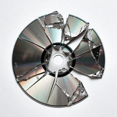 Broken DVD Disc Shattered Pieces