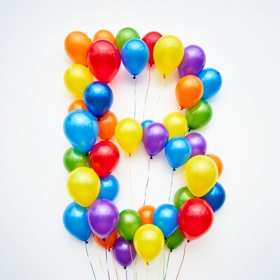 Colorful balloons forming number 8