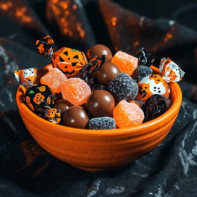 Halloween Candy in Orange Bowl