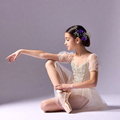 Young ballerina in white tutu