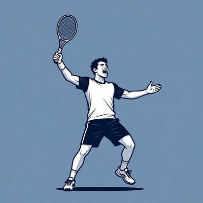 Tennis player celebrating victory