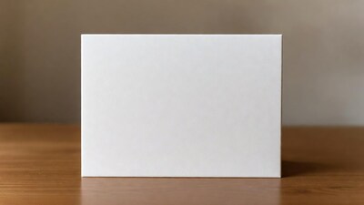 Blank white canvas on wooden table