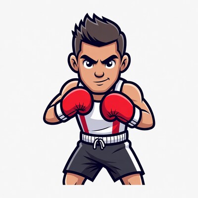 Cartoon boxer in red gloves