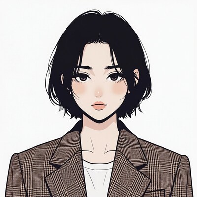 Asian woman with short black hair