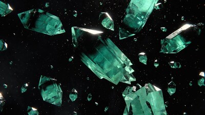 Floating Emerald Crystals in Space