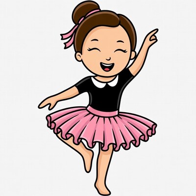 Cartoon girl dancing in tutu