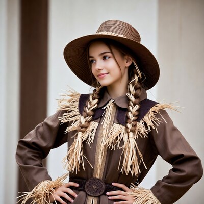 Young woman in straw hat