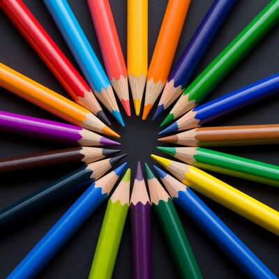 Colorful Pencils Arranged in Circle