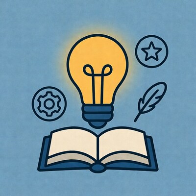 Lightbulb over open book