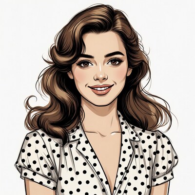 Smiling woman with wavy brown hair