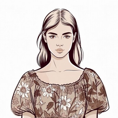 Young woman in floral top