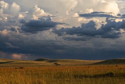Stormy sky over rolling prairie