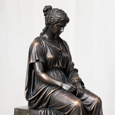 Bronze statue of seated woman