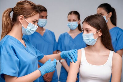 Nurse giving vaccine injection