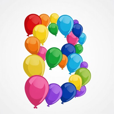 Colorful balloons forming number 3