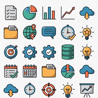 Business and productivity icons set